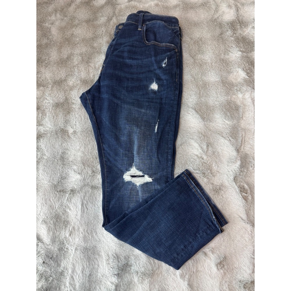 American Eagle AirFlex Slim Straight Distress Jeans Dark Wash 42x32 Indigo-0594